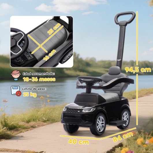 Aiyaplay Correpasillos 2 En 1 Para Niños 18-36 Meses Con Mango De Empuje Negro