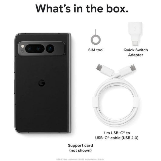 Google Pixel Fold 12 Go 512 Go 7,6" OLED 5G Double SIM Triple Caméra IPX8 Android Noir