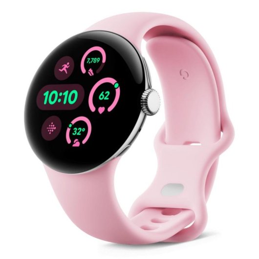 Google Pixel Watch 3 eSIM 4G Bluetooth GPS NFC 41mm AMOLED Argent Rose S/L Étanche IP68 SpO2 Pulsomètre