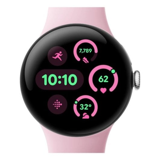 Google Pixel Watch 3 eSIM 4G Bluetooth GPS NFC 41mm AMOLED Argent Rose S/L Étanche IP68 SpO2 Pulsomètre