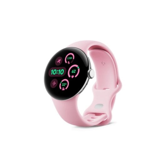 Google Pixel Watch 3 eSIM 4G Bluetooth GPS NFC 41mm AMOLED Argent Rose S/L Étanche IP68 SpO2 Pulsomètre