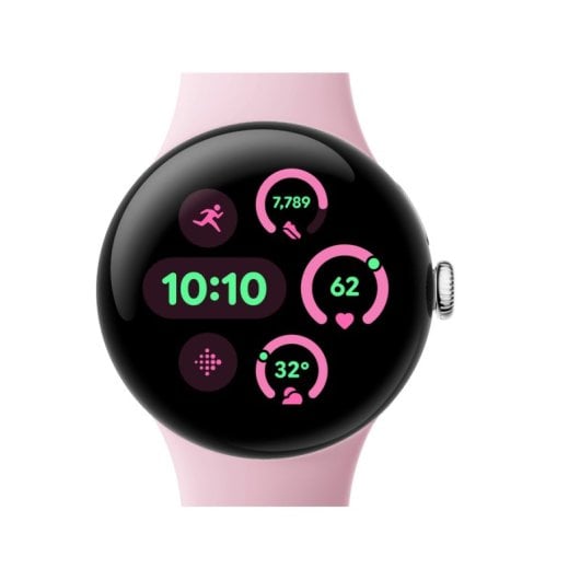 Google Pixel Watch 3 eSIM 4G Bluetooth GPS NFC 41mm AMOLED Argent Rose S/L Étanche IP68 SpO2 Pulsomètre