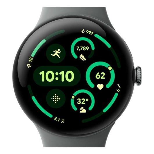 Google Pixel Watch 3 Bluetooth GPS NFC 45mm AMOLED Verde Liquen S/L Resistência Água IP68