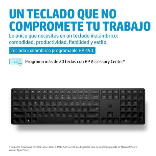 Teclado mecha-membrana HP 450 Preto Layout DE programável sem fios