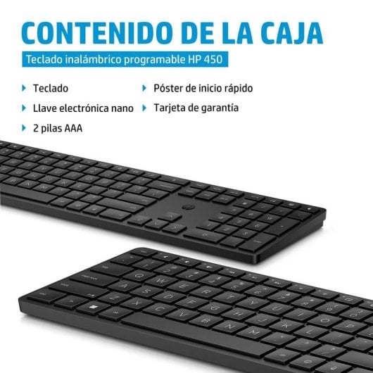 Teclado mecha-membrana HP 450 Preto Layout DE programável sem fios