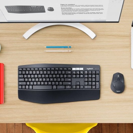 Teclado de membrana Logitech MK850 Layout BE AZERTY com rato sem fios ergonómico