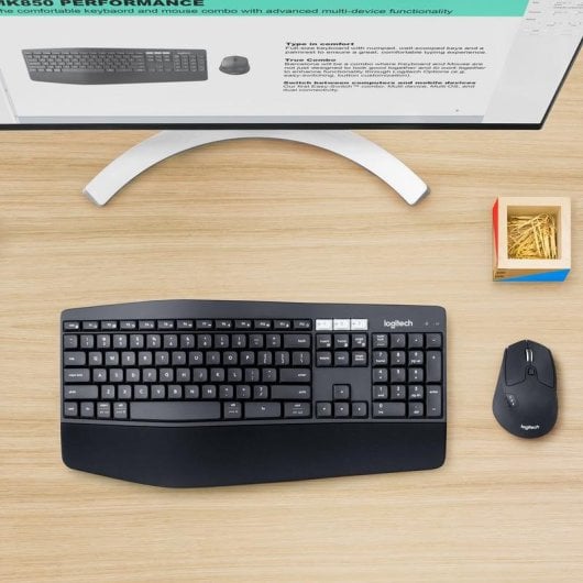 Teclado de membrana Logitech MK850 Layout BE AZERTY com rato sem fios ergonómico