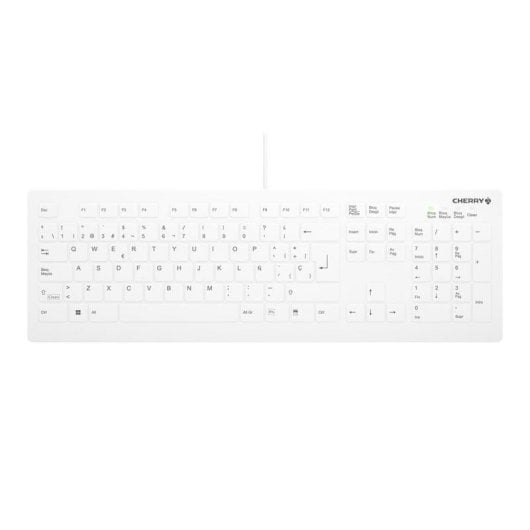 Tastatur Scissor CHERRY AK-C8112 Layout ES Weiß wasserdicht kabelgebunden