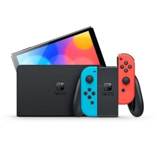 Nintendo Switch OLED Azul Neón/Rojo Neón +  Everybody 1-2
