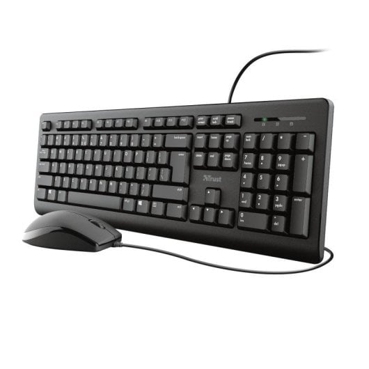 Tastatur Membran TRUST Primo Layout DE mit Maus Kabelgebunden Schwarz
