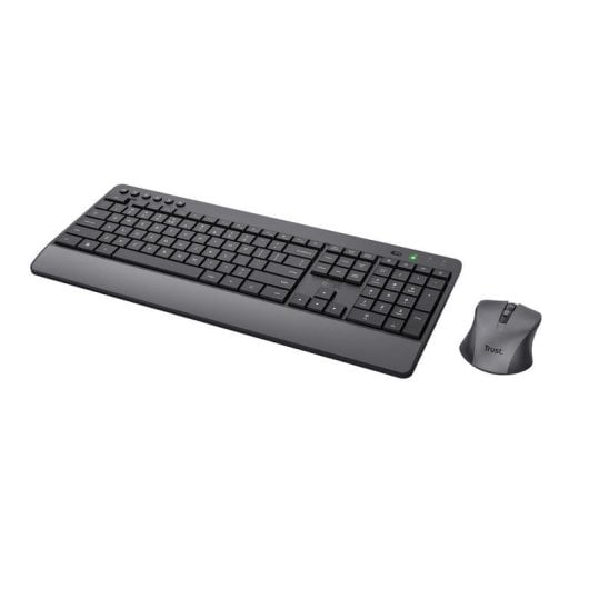Teclado de membrana Trust Trezo Layout BE com rato wireless e descanso de pulsos