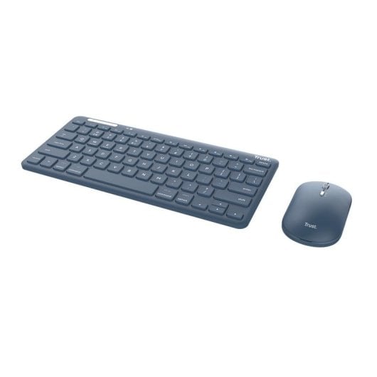 Teclado de tijera Trust Lyra Layout US inalámbrico Azul con ratón y triple conexión