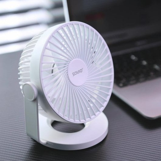 Ventilateur Savio AD-01 White USB-C 4 vitesses Batterie 4h Table