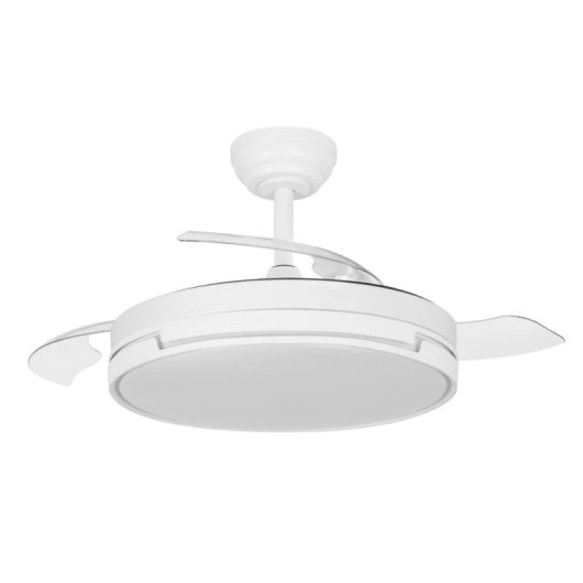 Ventilateur Fabrilamp Papiro DC LED 107 cm télécommande 6 vitesses blanc