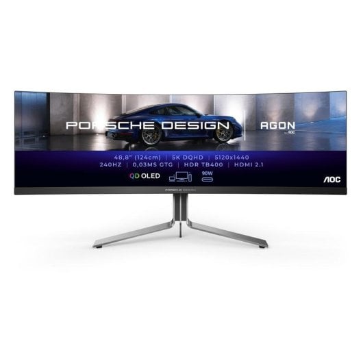 Monitor AOC Porsche PD49 49" Dual Quad HD 240Hz QD-OLED Curvo Altifalantes USB-C