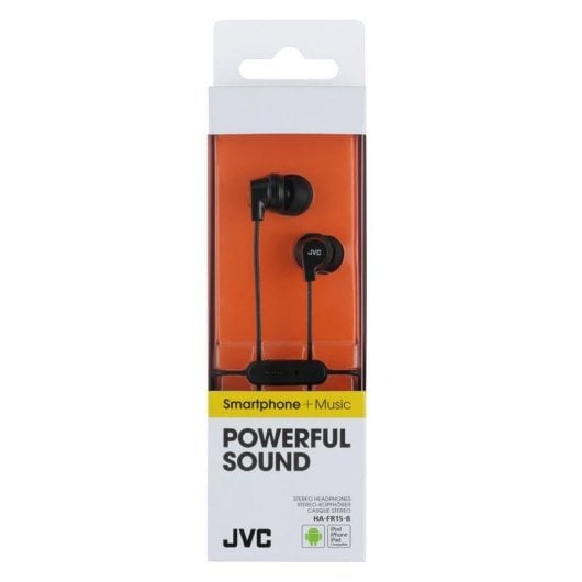Auriculares JVC HA-FR15-B-E con cable Jack 3,5 mm para musique et appels micrófono noir