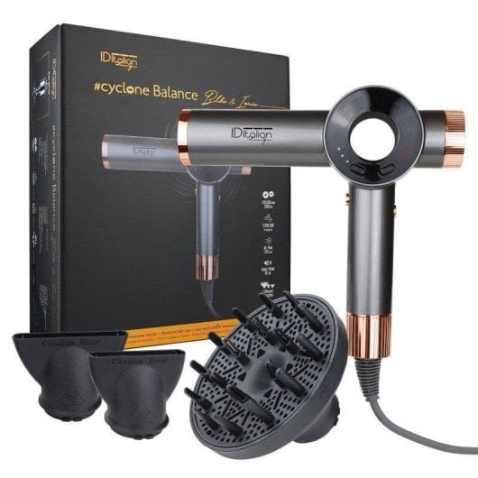 Haartrockner Italian Design Cyclone Balance Professionell 105000rpm Ultralight Ergonomisch Schwarz