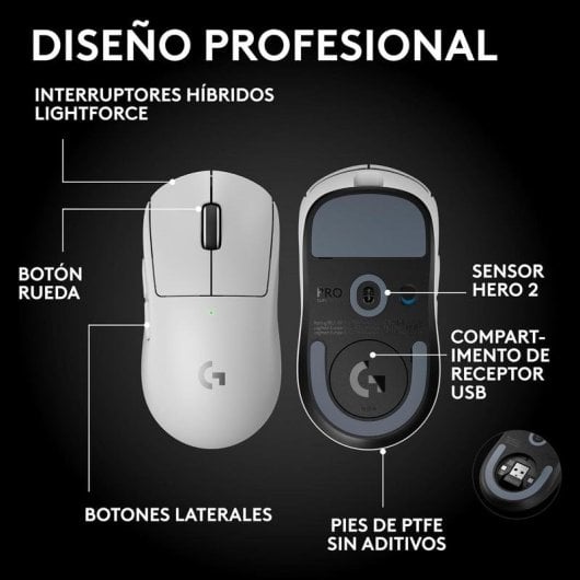 Souris Logitech PRO X SUPERLIGHT 2 Sans Fil 44000 DPI Blanc 5 Boutons