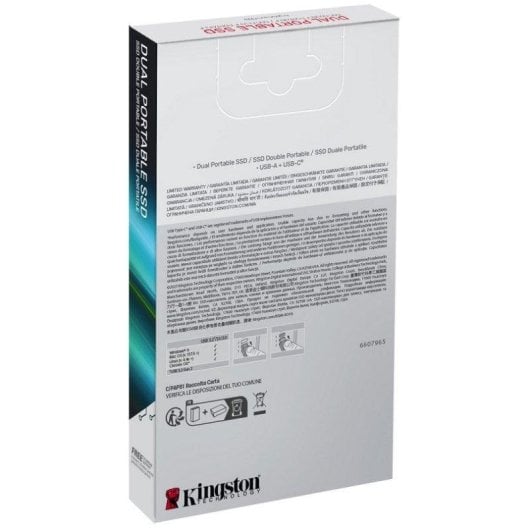 Disco Duro Kingston 1TB Portable SSD USB-A/C 1050 MB/s Kompakt Dual Connector