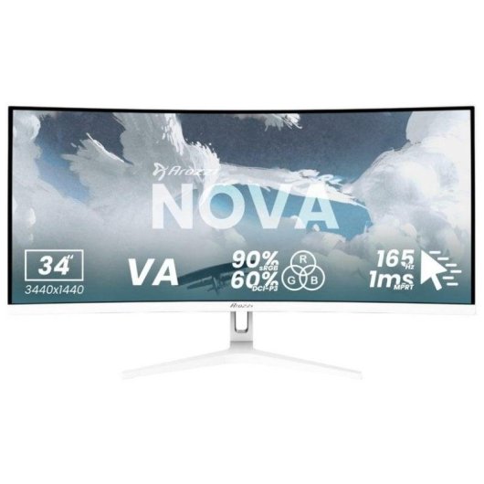 Monitor Arozzi Nova 34 Curved 34" UltraWide QHD 165Hz VA 1ms Curvo Bianco