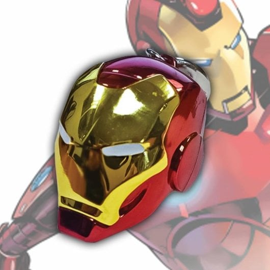 Porte-clés Semic Studios Iron Man casque métal or rouge 50 mm