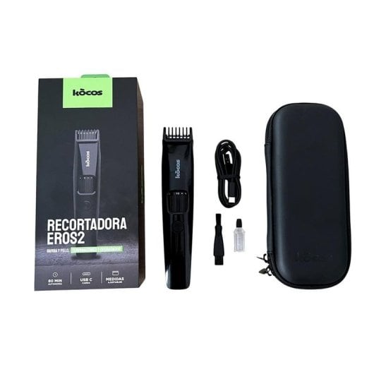 Afeitadora Kocos Eros 2 Recortadora Digital USB-C 20 Comprimentos Estojo Viagem