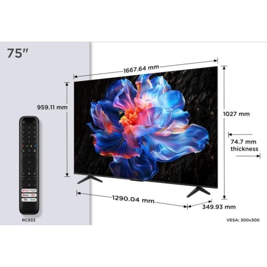TV TCL LED 75P69K 75" 4K Smart TV HDR10 Google TV WiFi
