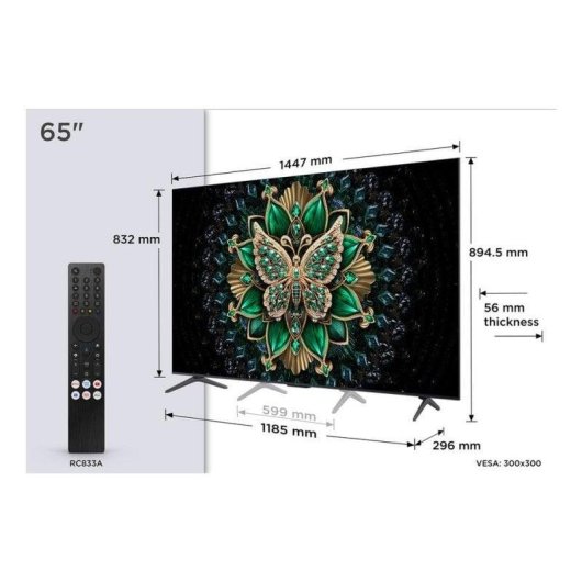 TV TCL QD-Mini LED 65C69K 65" 4K UltraHD 144Hz Smart TV Google TV HDR10+ Dolby Atmos