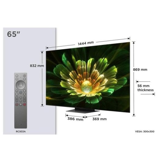 TV TCL QD Mini LED 65C79K 65" 4K UltraHD 144Hz Smart TV Google TV HDR10+ Dolby Atmos