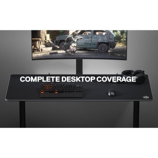Alfombrinha Steelseries QcK 3XL Preto Superfície Monocromática 1220x590 mm Base Antiderrapante