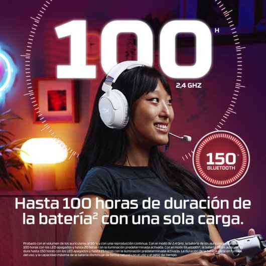 Auriculares HyperX Cloud Flight 2 inalámbricos Bluetooth Gaming RGB ANC micrófono extraíble Negro