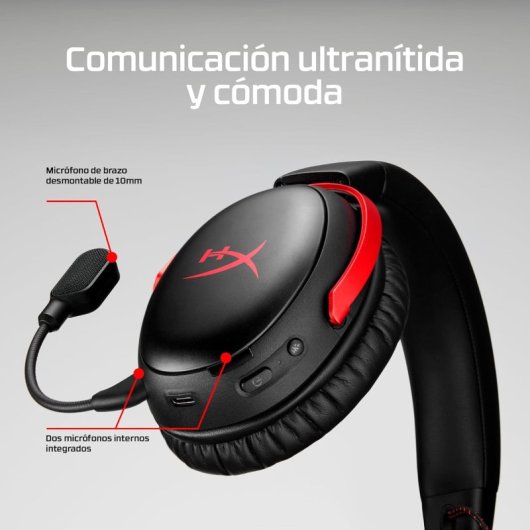 Auriculares HyperX Cloud III S Wireless Bluetooth Gaming, até 120h, microfone destacável, brancos