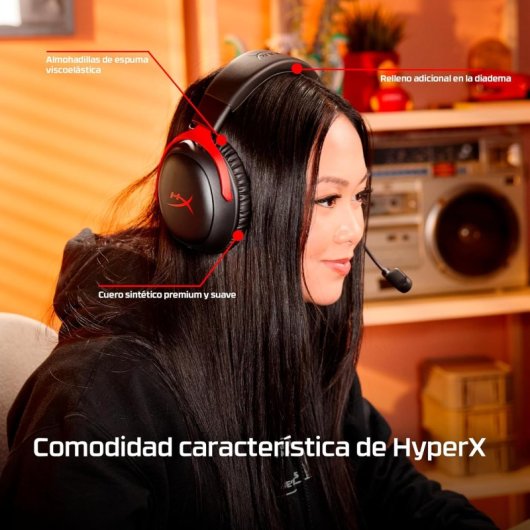Auriculares HyperX Cloud III S Wireless Bluetooth Gaming, até 120h, microfone destacável, brancos