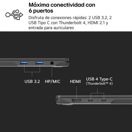 Portátil LG Gram Pro 16Z90TR-E.AD88B 16" Intel Core Ultra 7 255H 32GB 1TB SSD RTX 5050 Windows 11 (16Z90TR-E.AD88B)