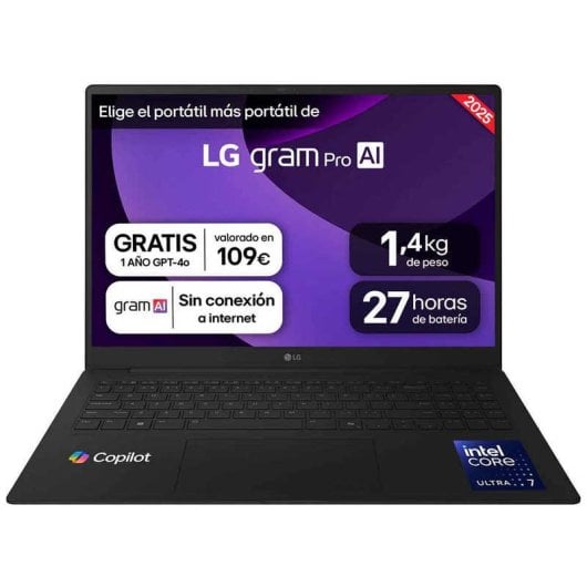 Portátil LG Gram Pro 16Z90TR-E.AD88B 16" Intel Core Ultra 7 255H 32GB 1TB SSD RTX 5050 Windows 11 (16Z90TR-E.AD88B)