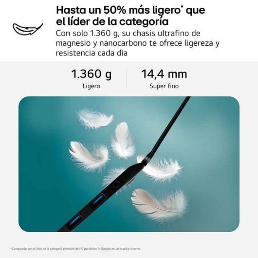 Portátil LG Gram Pro 16Z90TR-E.AD88B 16" Intel Core Ultra 7 255H 32GB 1TB SSD RTX 5050 Windows 11 (16Z90TR-E.AD88B)