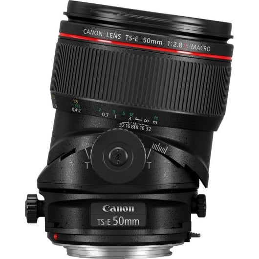 Objectif Canon TS-E 50mm f/2.8L Macro Monture EF Parasol Inclus Noir Rouge
