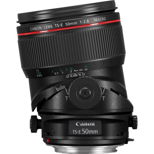 Objectif Canon TS-E 50mm f/2.8L Macro Monture EF Parasol Inclus Noir Rouge