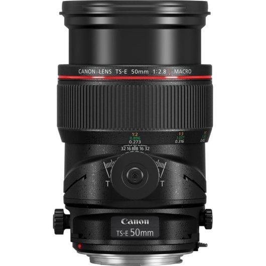 Objectif Canon TS-E 50mm f/2.8L Macro Monture EF Parasol Inclus Noir Rouge