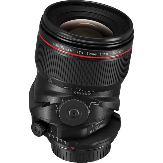 Objectif Canon TS-E 50mm f/2.8L Macro Monture EF Parasol Inclus Noir Rouge