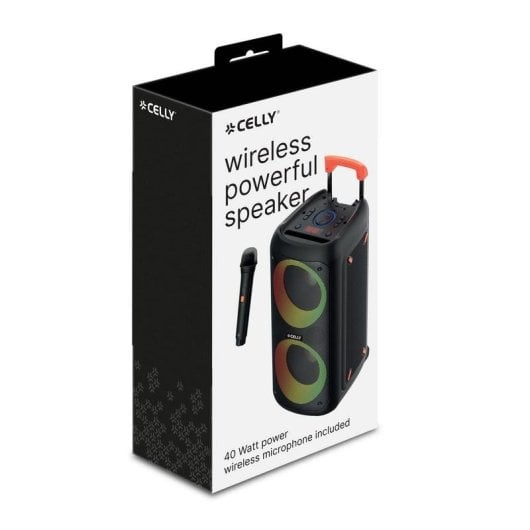 Altavoces Celly Party Wireless 40W luci LED, microfono incluso, USB-C