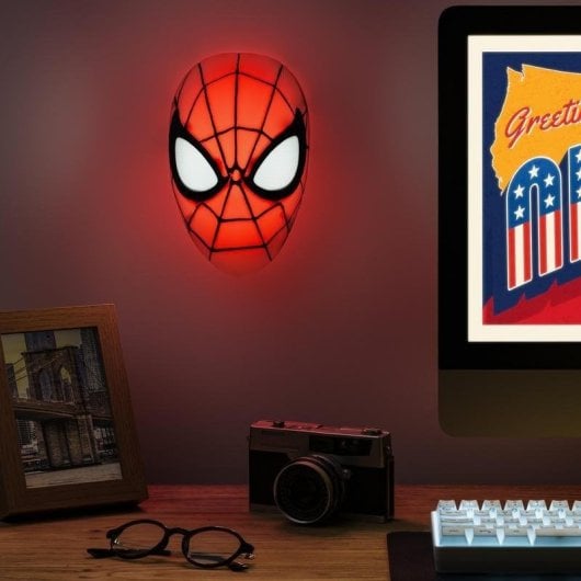 Tischlampe Paladone Spiderman Mask Light Rot Weiß Batteriebetrieb 222,3 mm