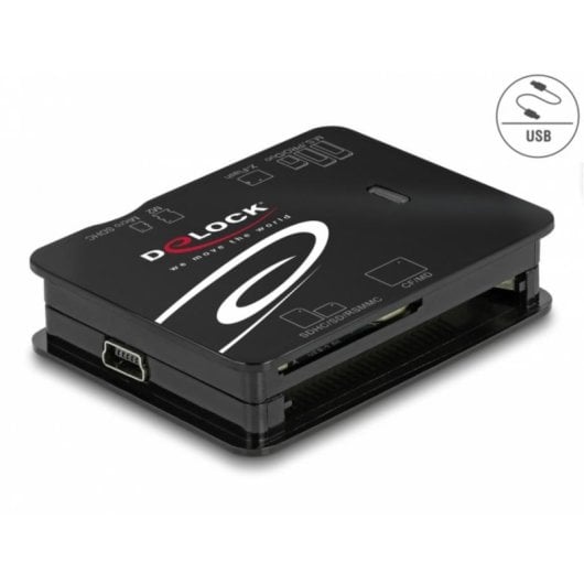 Lecteur de cartes Delock USB 2.0 6 slots CF SD MicroSD MS xD M2 Noir