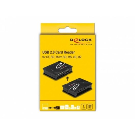Lecteur de cartes Delock USB 2.0 6 slots CF SD MicroSD MS xD M2 Noir