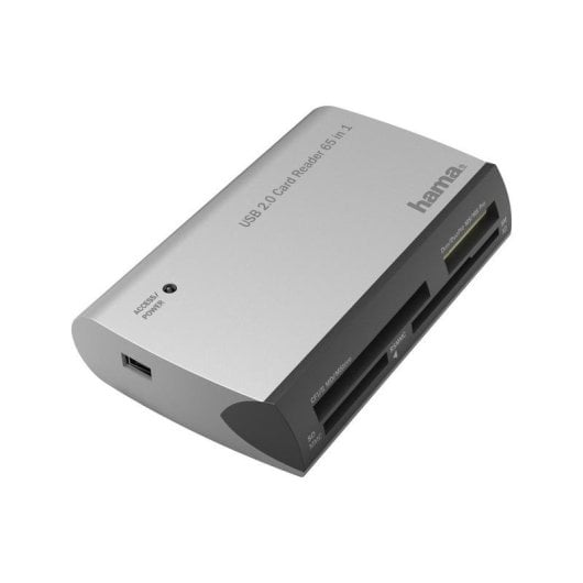 Lector de tarjetas Hama USB 2.0 4 puertos negro plata Plug & Play