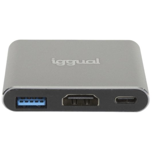 Hub iggual 3 puertos USB 3.2 Gen 1 HDMI Type-C 100 W aluminio negro