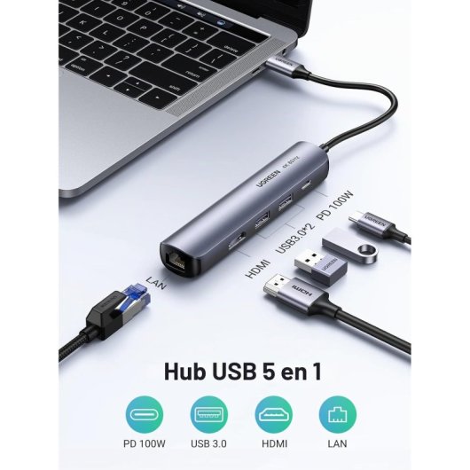 Replicator Ugreen 10919 USB-C 100W Aluminium Gigabit Ethernet HDMI