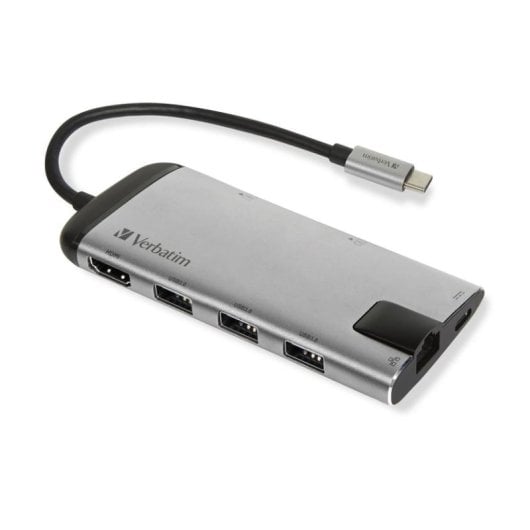 USB-C Hub Verbatim 49142 7-in-1 HDMI Ethernet SD Card Reader Metall