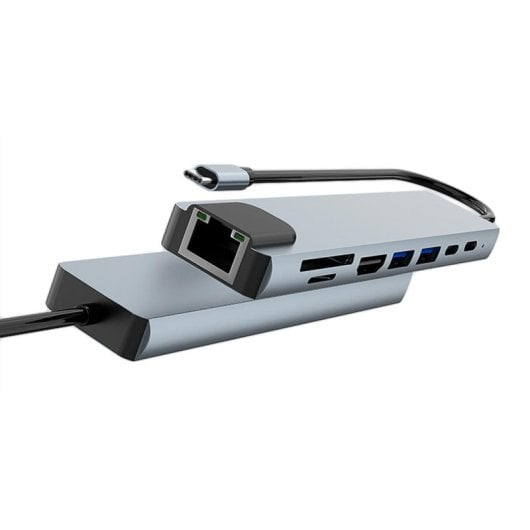 Base para portátil CoolBox MiniDock C81 USB-C HDMI 4K 2xUSB-A SD RJ45 aluminio