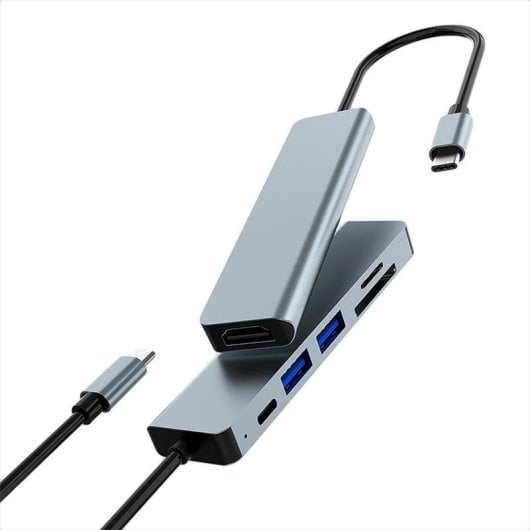 Dockingstation CoolBox miniDock C61 USB-C HDMI 4K 2xUSB-A USB-C PD SD/microSD Aluminium Grau